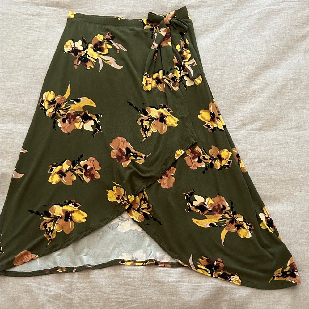 Floral Green Wrap Skirt